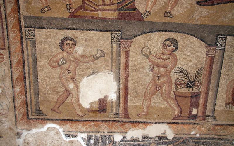 Púgiles en el gran mosaico romano de Noheda
