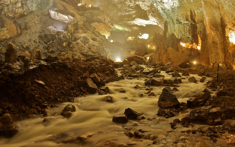 River inside the cave of Valporquero