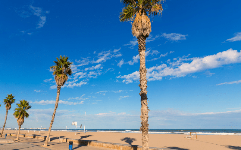 View of Malvarrosa beach promenade