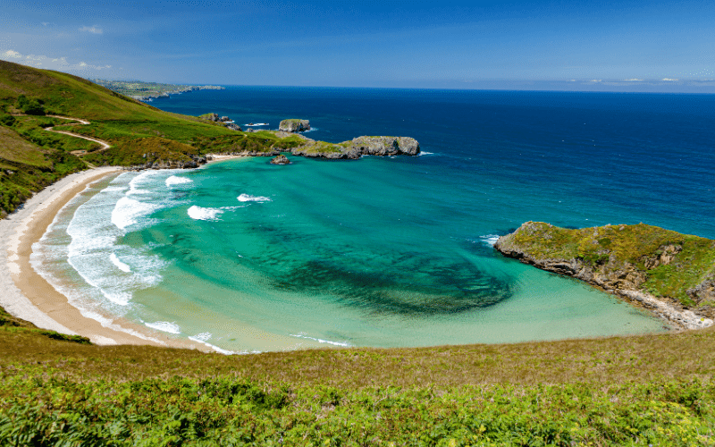 View from above of Torimbia beach, one of the best beaches in Spain