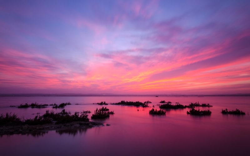 Sunset in the pink lagoon