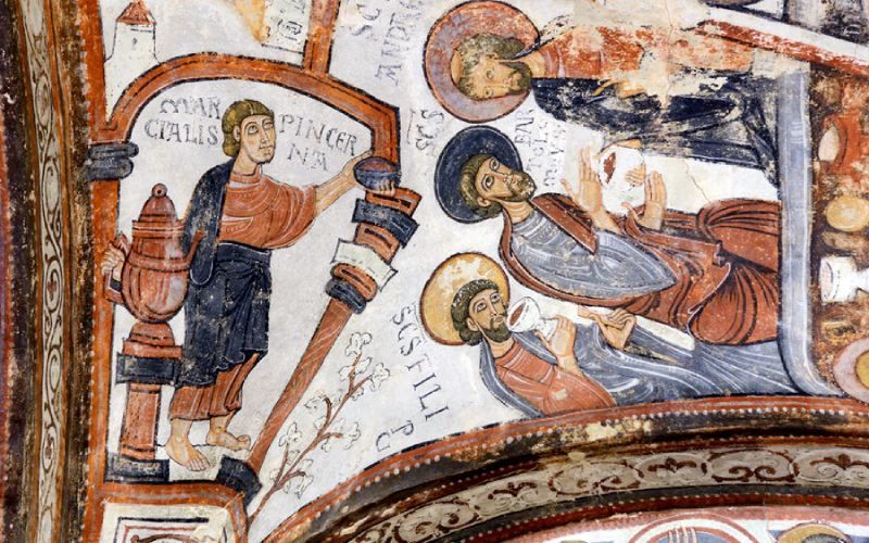 Frescos del panteón de los reyes de León, detalle de la Última Cena