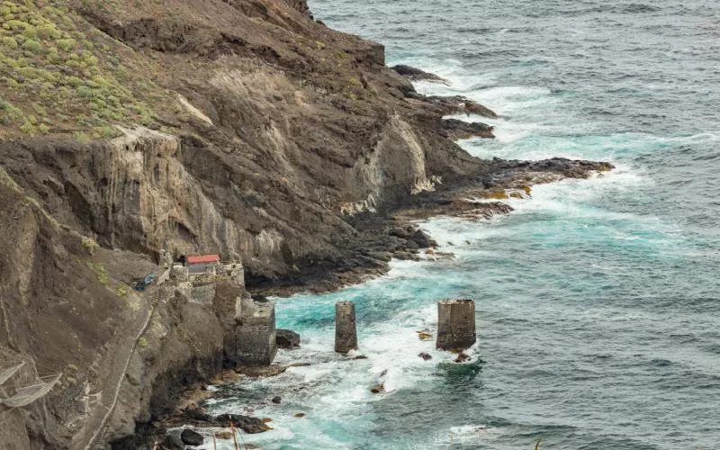 Ruins of an old bridge on the coast