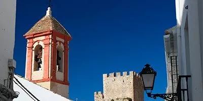 The bell tower of a church