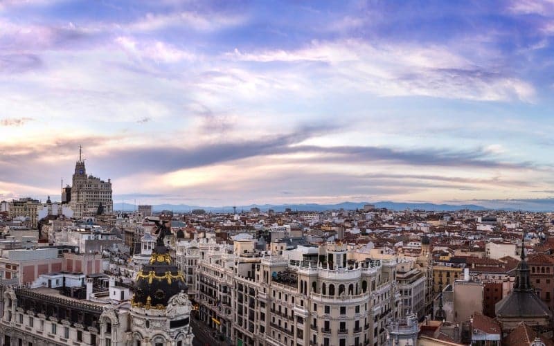 Panoramic view of Madrid under a beautiful sky