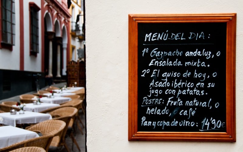 A menú del día in Seville