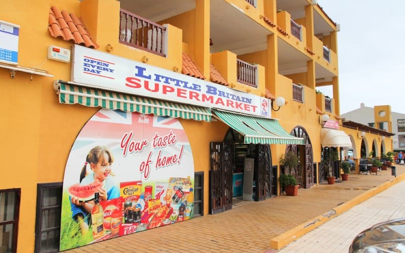 Little Britain supermarket in Tenerife, home to many British expats