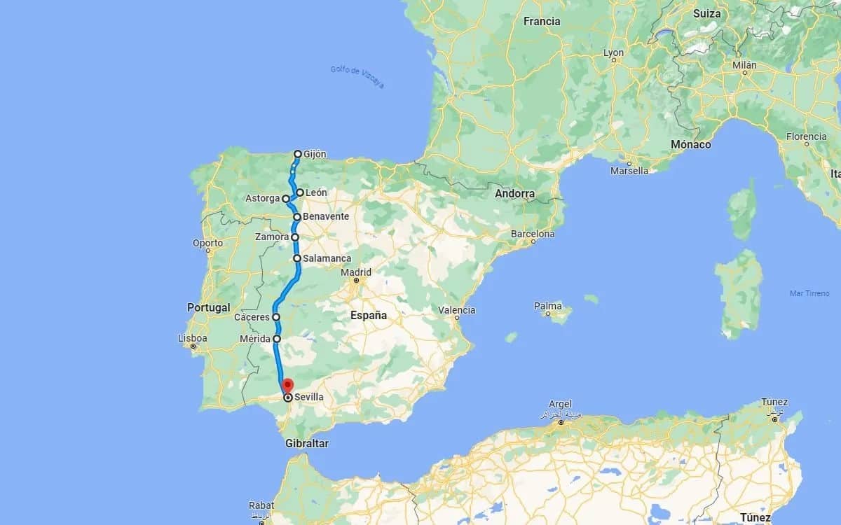 Map of Vía de la Plata.