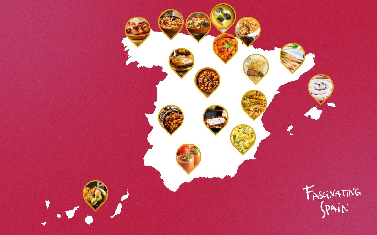 Map of traditional Spanish dishes