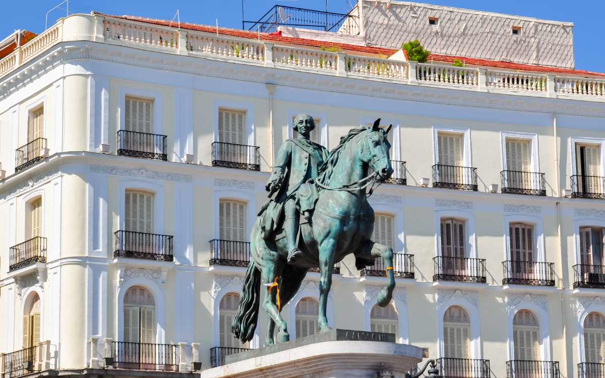 Statue of Carlos III in Puerta del Sol in Madrid