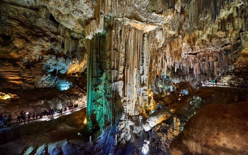 Huge stalactites in the Nerja Cave