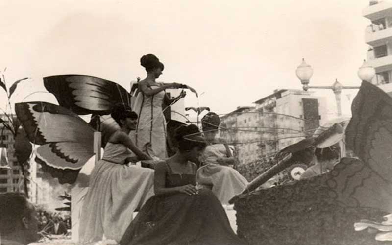 Old picture of the carnival parade of Santa Cruz de Tenerife