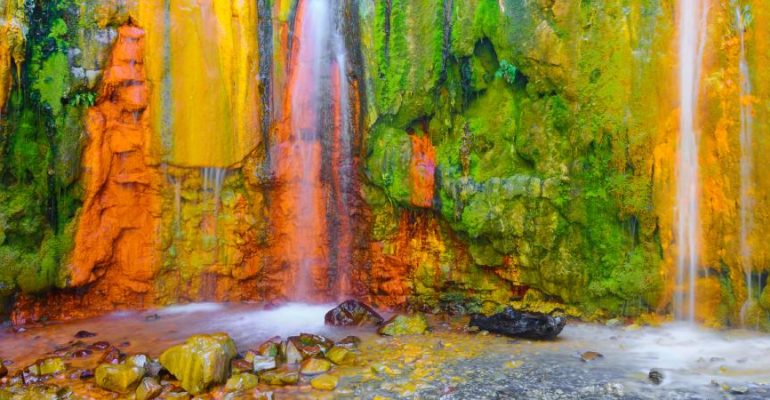 Los Colores Waterfall, the most colourful combination of nature and mankind on La Palma