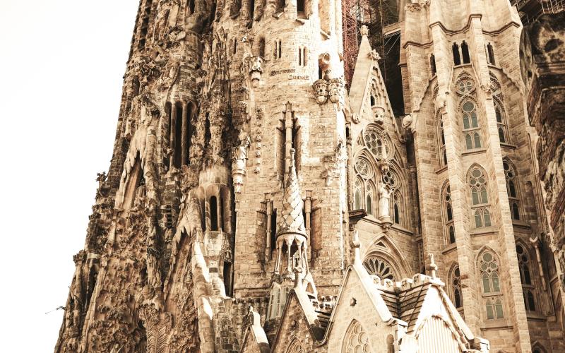 Closeup of the Sagrada Familia