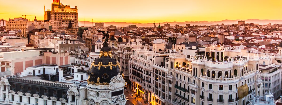 A panoramic view of buildings in Madrid