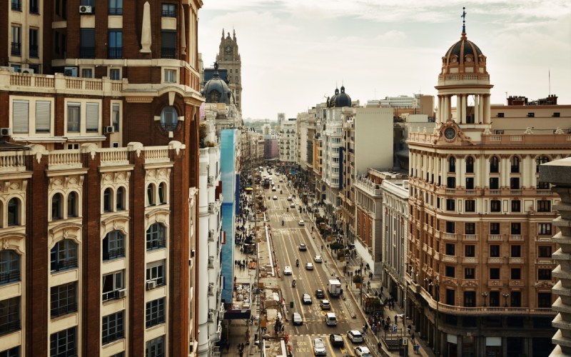 Gran Vía, one of the most popular streets in Madrid