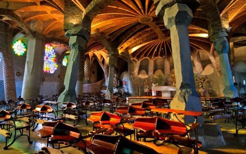A modernist crypt with Gaudi's architectural style
