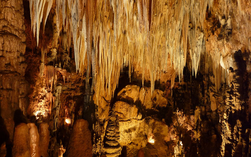 Stalactites in the cave of Valporquero
