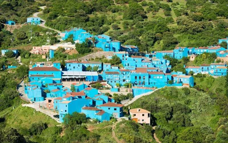 Panoramic view of a blue village