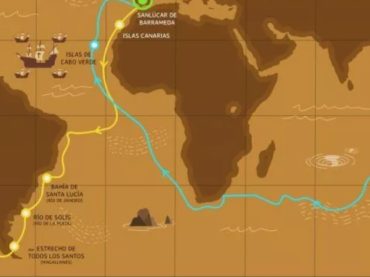 Map of the Magellan-Elcano expedition: the first circumnavigation of the world