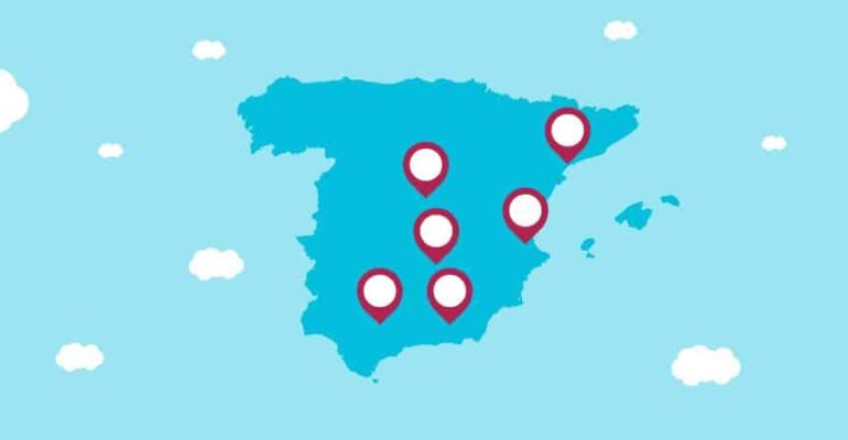 Map of the most visited monuments in Spain