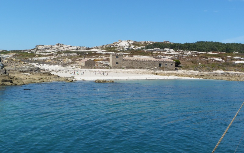 An old building on the island as seen from the sea