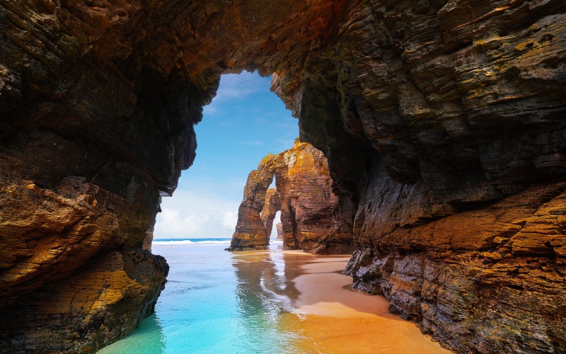 View from one of the arches at Praia das Catedrales