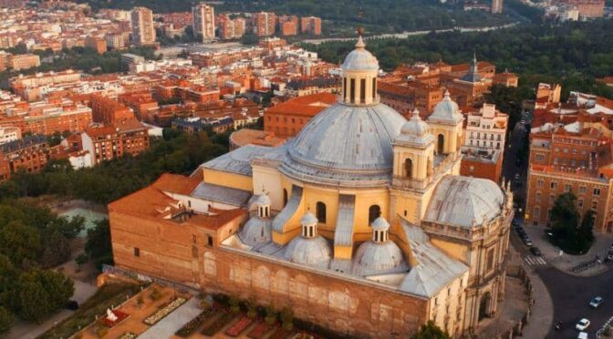 Aerial view of a church in Madrid