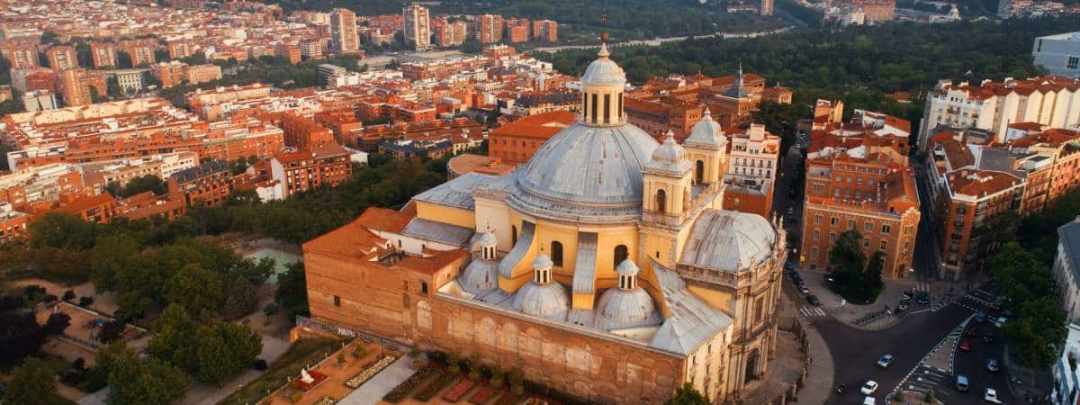 Aerial view of a church in Madrid