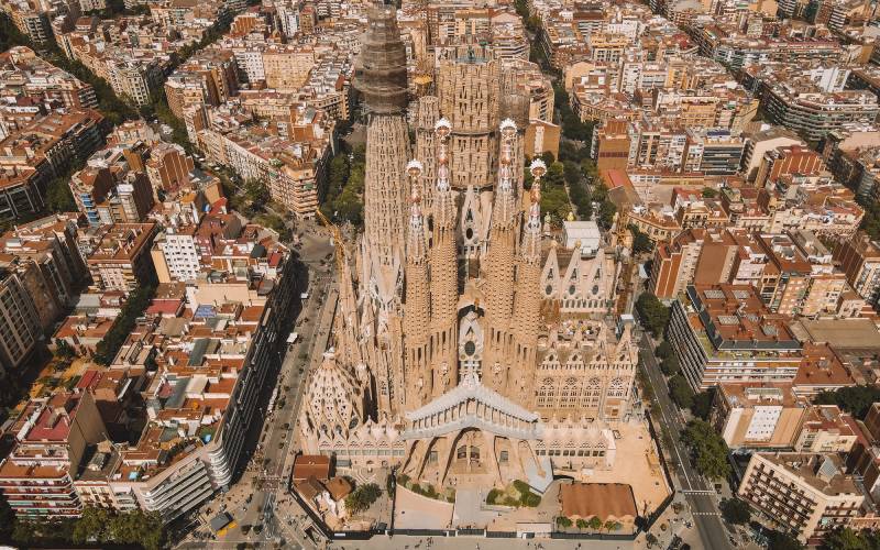 Panoramic view of the Sagrada Familia
