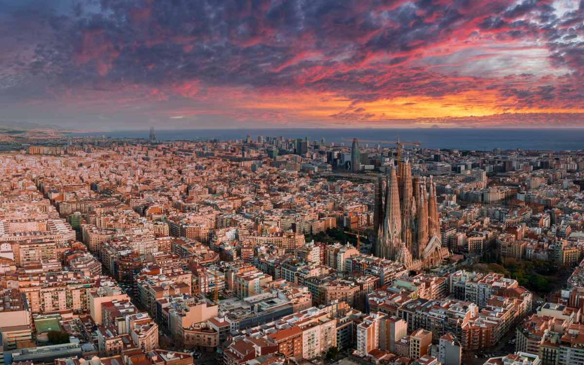 Aerial view of Barcelona.